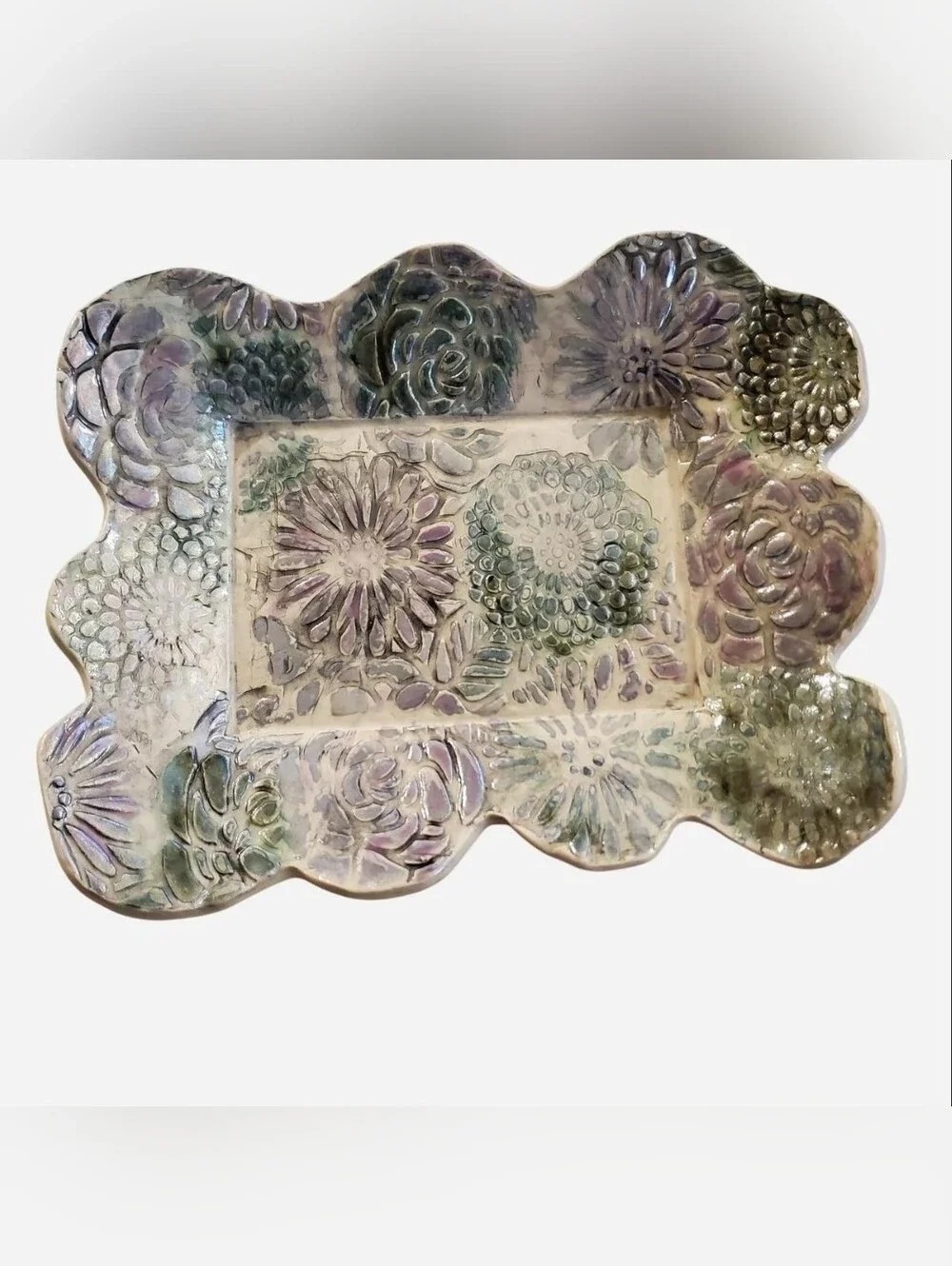 Vintage Floral Handmade Decorative Ceramic Tray